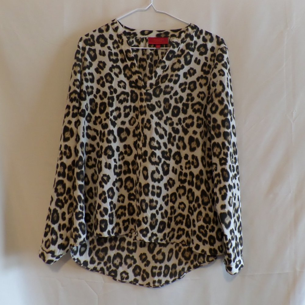 Jennifer Lopez Animal Print Long Sleeve Blouse – Size Small